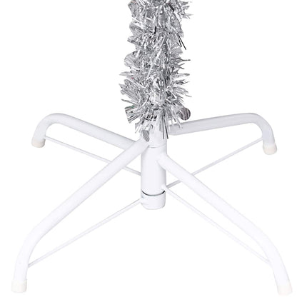 vidaXL Artificial Pre-lit Christmas Tree with Ball Set Silver 210 cm PET - 120 x 120 x 210 cm - 134610