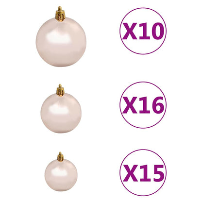 vidaXL Artificial Pre-lit Christmas Tree with Ball Set Silver 210 cm PET - 120 x 120 x 210 cm - 134610