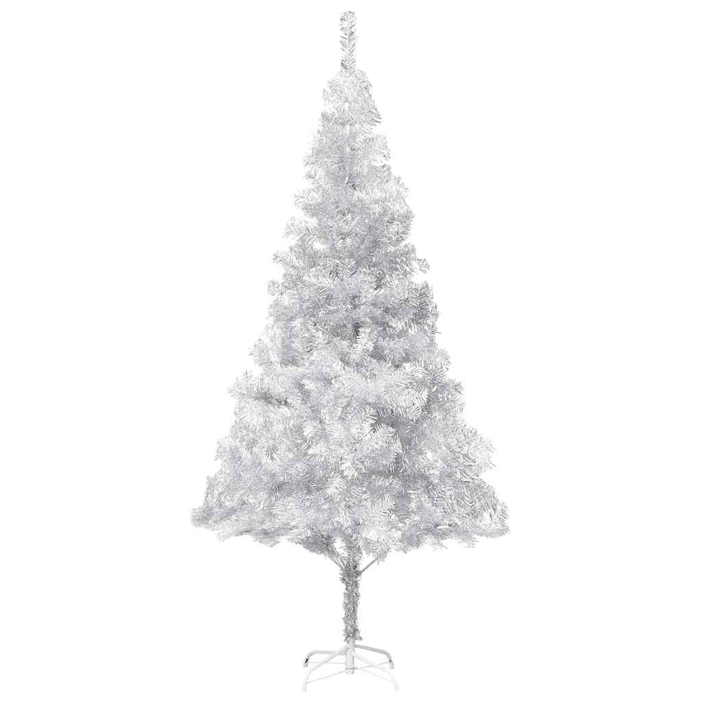 vidaXL Artificial Pre-lit Christmas Tree with Ball Set Silver 240 cm PET - 120 x 120 x 240 cm - 134613