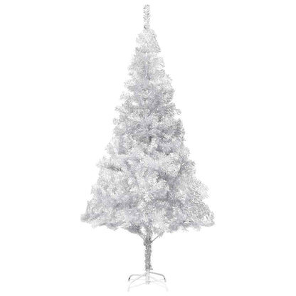 vidaXL Artificial Pre-lit Christmas Tree with Ball Set Silver 240 cm PET - 120 x 120 x 240 cm - 134613