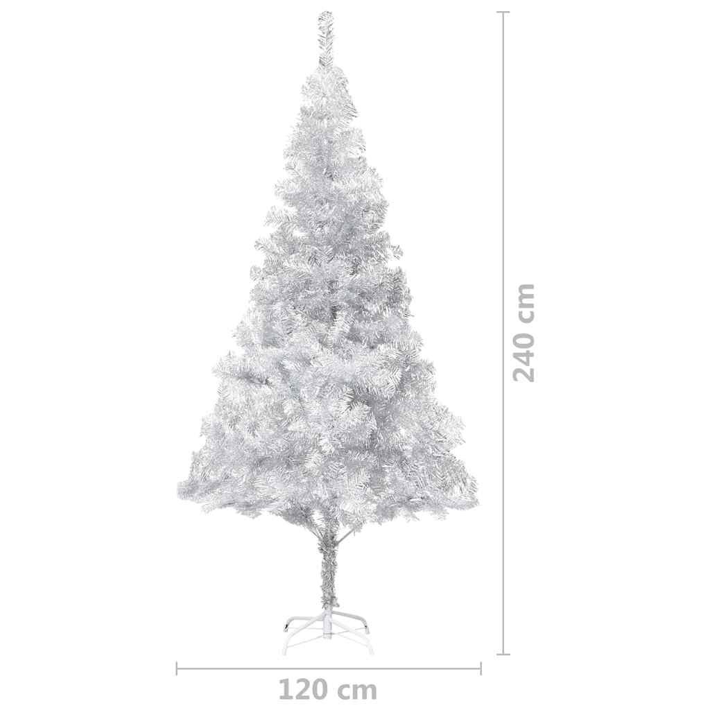 vidaXL Artificial Pre-lit Christmas Tree with Ball Set Silver 240 cm PET - 120 x 120 x 240 cm - 134613