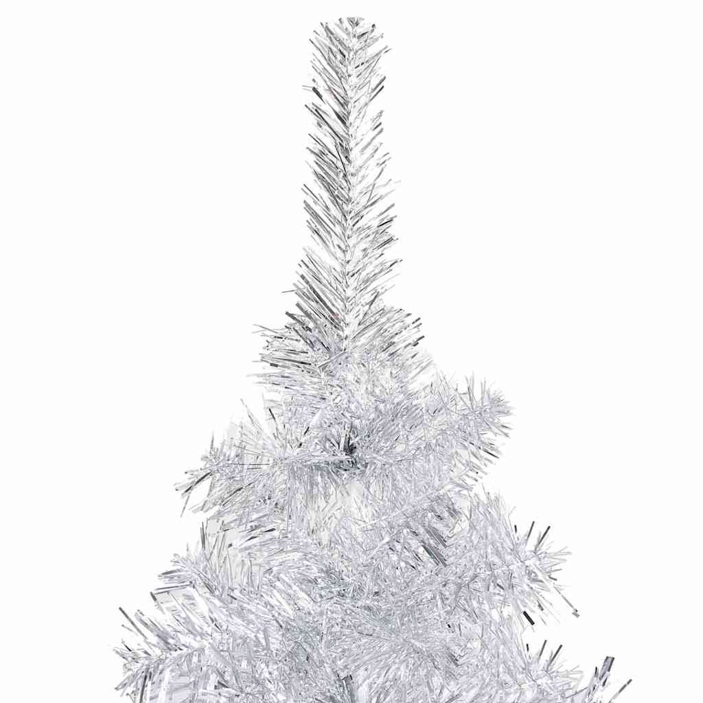 vidaXL Artificial Pre-lit Christmas Tree with Ball Set Silver 240 cm PET - 120 x 120 x 240 cm - 134613