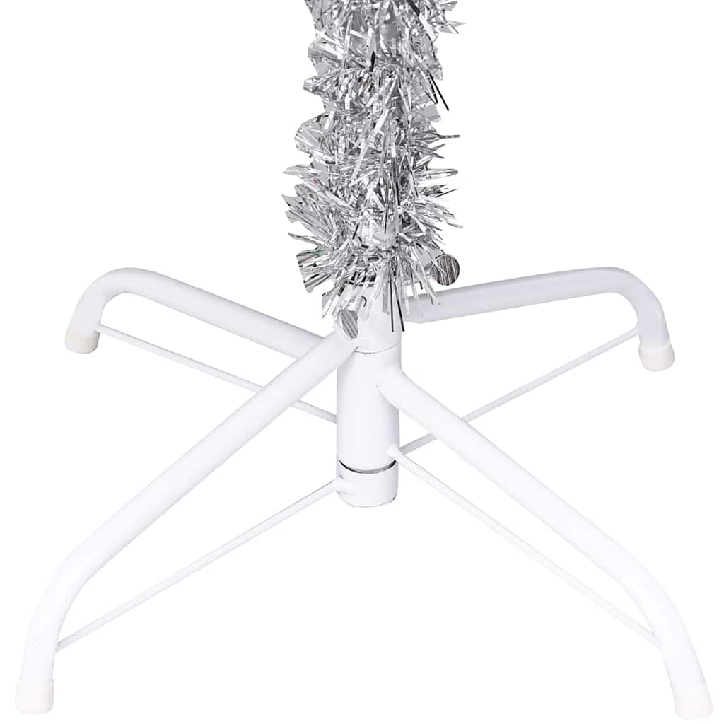 vidaXL Artificial Pre-lit Christmas Tree with Ball Set Silver 240 cm PET - 120 x 120 x 240 cm - 134613