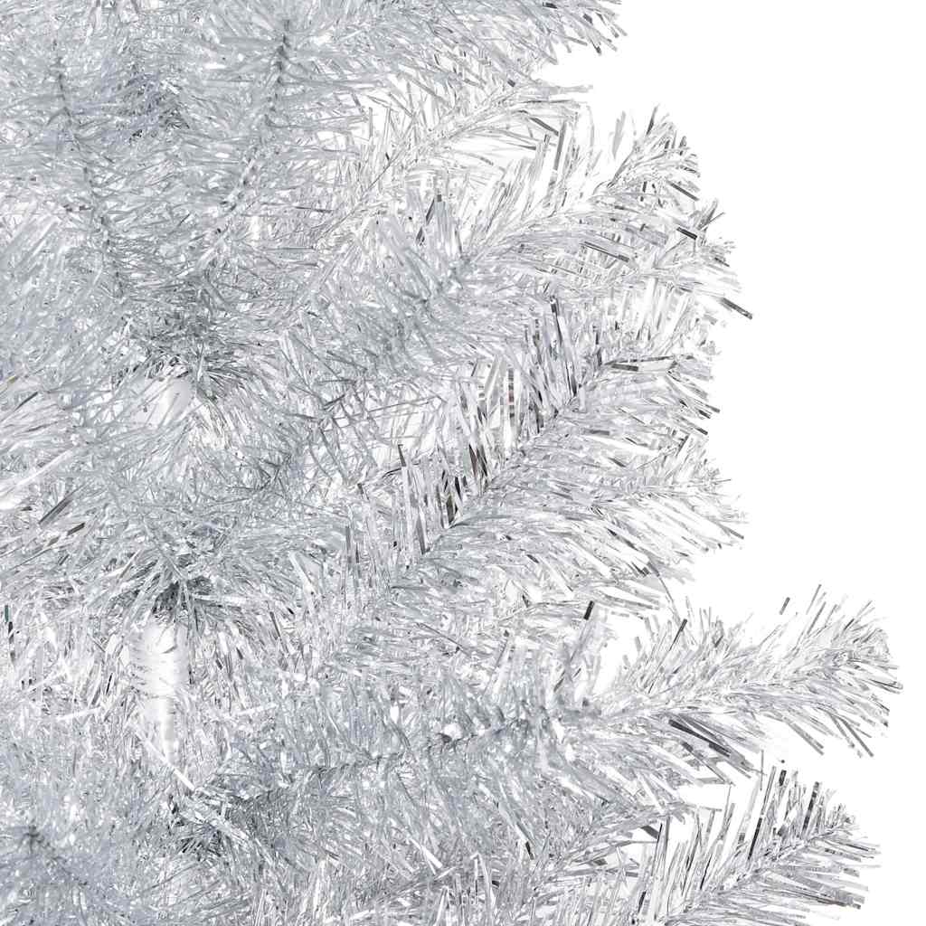 vidaXL Artificial Pre-lit Christmas Tree with Ball Set Silver 240 cm PET - 120 x 120 x 240 cm - 134613
