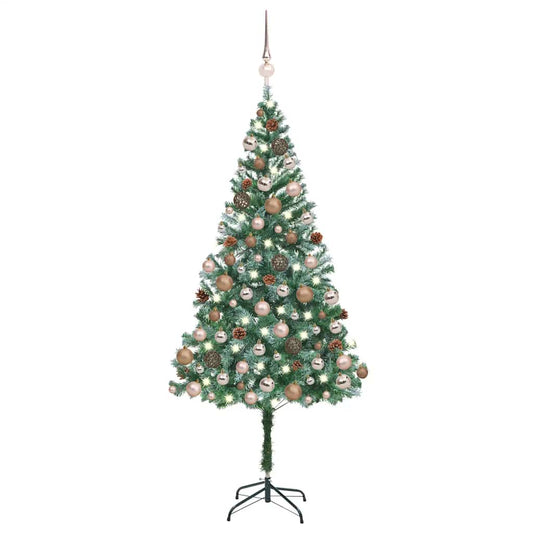 vidaXL Artificial Pre-lit Christmas Tree with Ball Set Pinecones 180 cm - Green - 180 x 90 cm