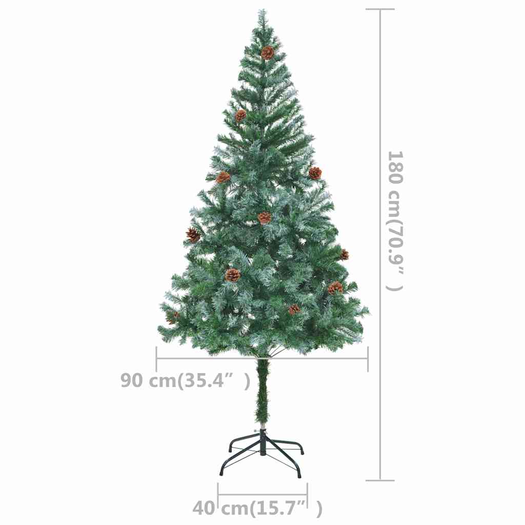 vidaXL Artificial Pre-lit Christmas Tree with Ball Set Pinecones 180 cm - Green - 180 x 90 cm