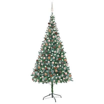 vidaXL Artificial Pre-lit Christmas Tree with Ball Set Pinecones 210 cm - Gre - 45 x 105 x 210 cm