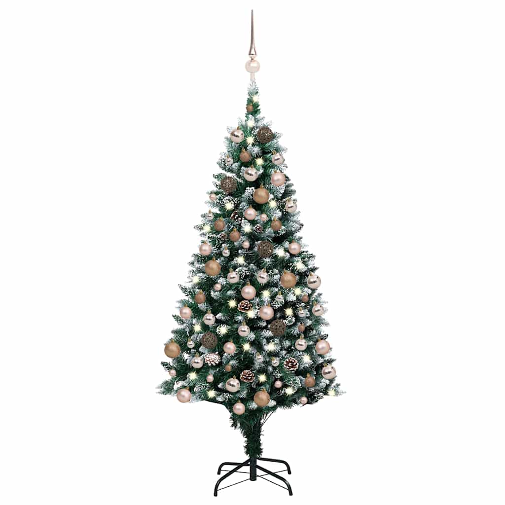 vidaXL Artificial Christmas Tree with LEDs&Ball Set&Pine Cones 150 cm - Gre - 93 x 93 x 150 cm