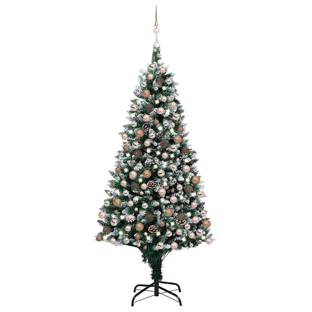 vidaXL Artificial Christmas Tree with LEDs&Ball Set&Pine Cones 210 cm - Gre - 120 x 120 x 210 cm