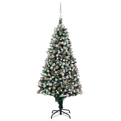 vidaXL Artificial Christmas Tree with LEDs&Ball Set&Pine Cones 210 cm - Gre - 120 x 120 x 210 cm