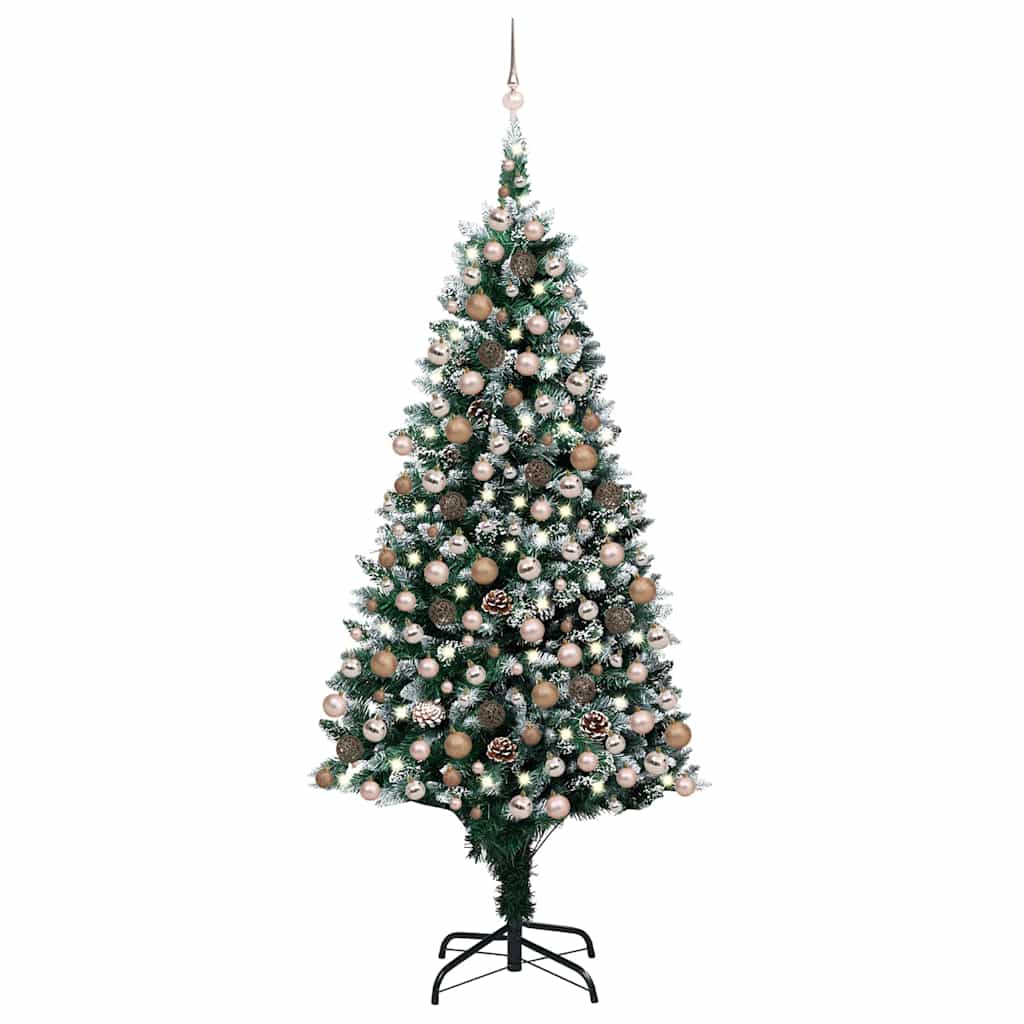 vidaXL Artificial Christmas Tree with LEDs&Ball Set&Pine Cones 240 cm - Gre - 130 x 130 x 240 cm