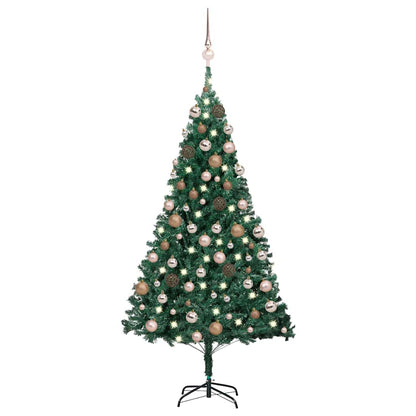 vidaXL Artificial Pre-lit Christmas Tree with Ball Set Green 120 cm PVC - Gre - 60 x 60 x 120 cm