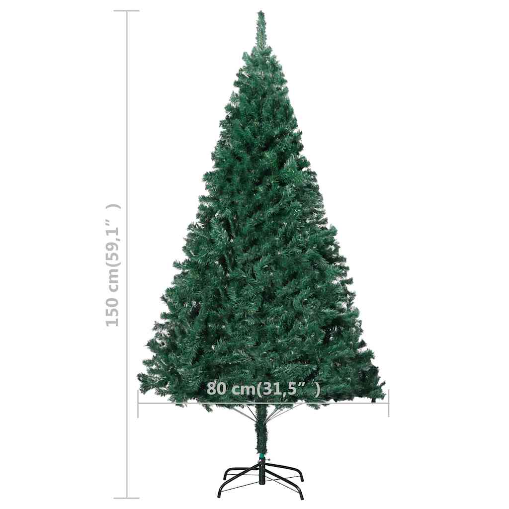 vidaXL Artificial Pre-lit Christmas Tree with Ball Set Green 150 cm PVC - 150 x 80 cm
