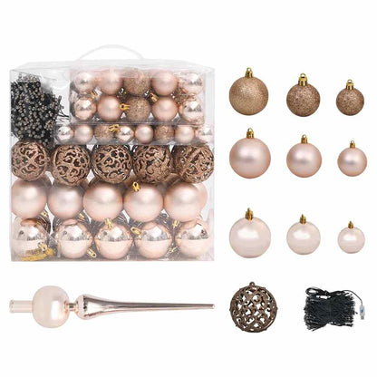 vidaXL Artificial Pre-lit Christmas Tree with Ball Set Green 240 cm - Gre - 125 x 125 x 240 cm