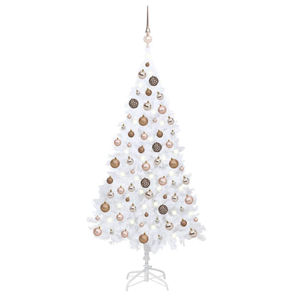 vidaXL Artificial Pre-lit Christmas Tree with Ball Set White 150 cm PVC - 150 x 80 cm