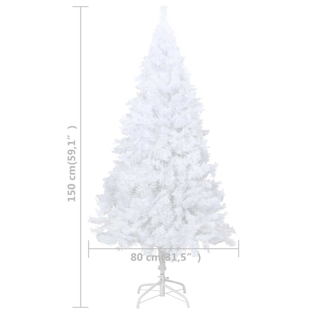 vidaXL Artificial Pre-lit Christmas Tree with Ball Set White 150 cm PVC - 150 x 80 cm