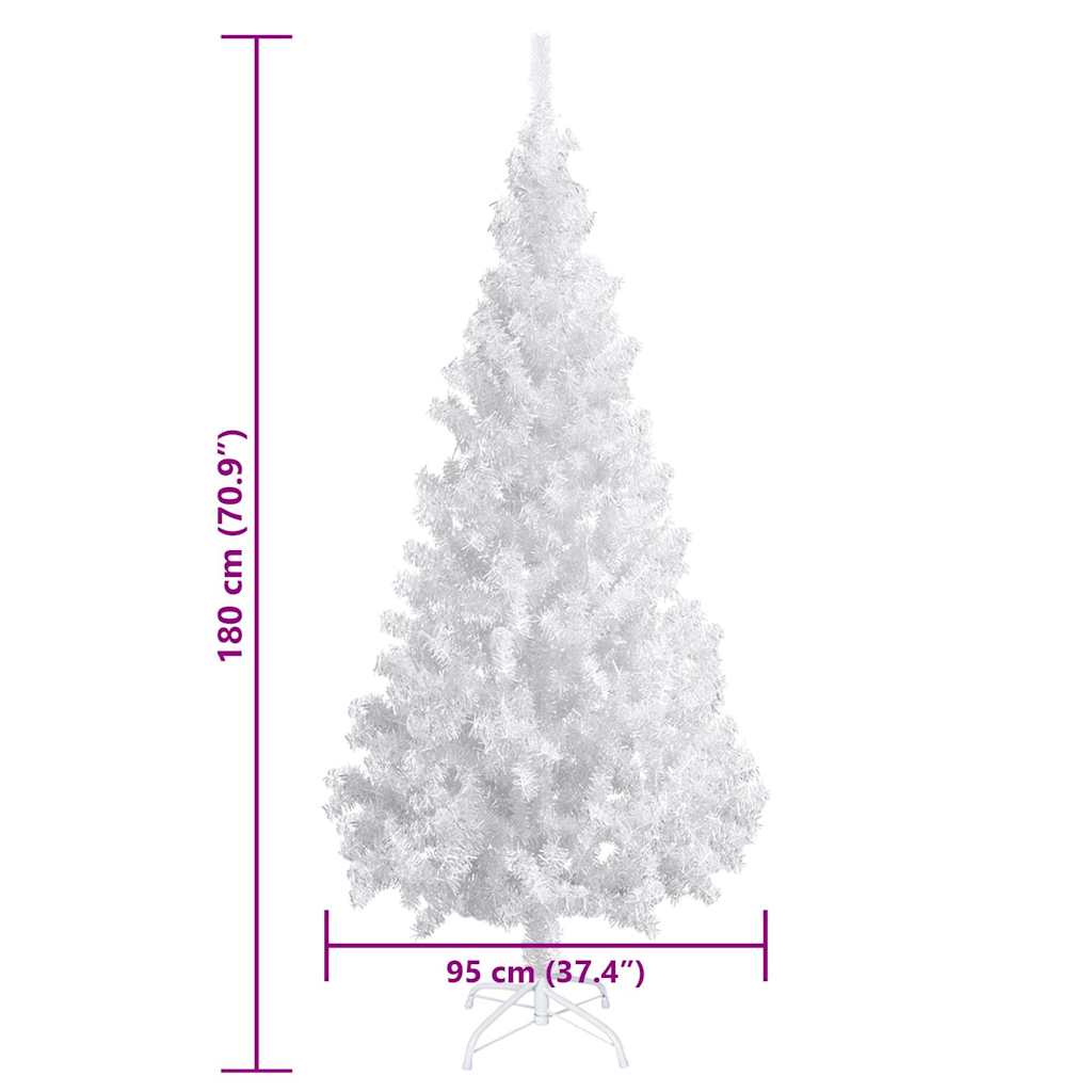 vidaXL Artificial Pre-lit Christmas Tree with Ball Set White 180 cm PVC - 95 x 95 x 180 cm