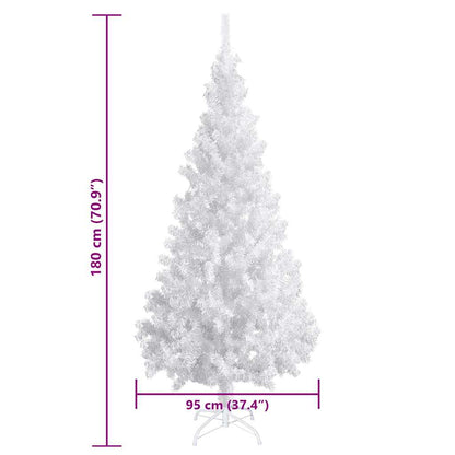 vidaXL Artificial Pre-lit Christmas Tree with Ball Set White 180 cm PVC - 95 x 95 x 180 cm