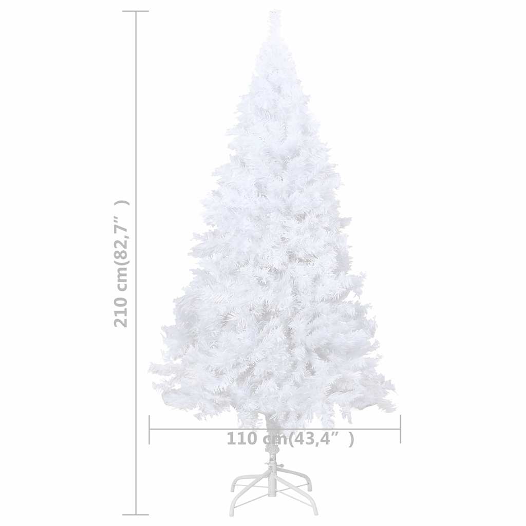 vidaXL Artificial Pre-lit Christmas Tree with Ball Set White 210 cm PVC - 110 x 110 x 210 cm