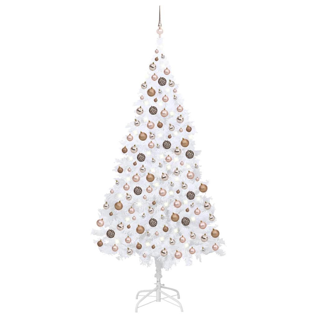 vidaXL Artificial Pre-lit Christmas Tree with Ball Set White 240 cm - 125 x 125 x 240 cm