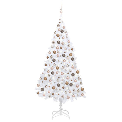 vidaXL Artificial Pre-lit Christmas Tree with Ball Set White 240 cm - 125 x 125 x 240 cm