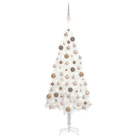 vidaXL Artificial Pre-lit Christmas Tree with Ball Set White 120 cm - 120 x 75 cm