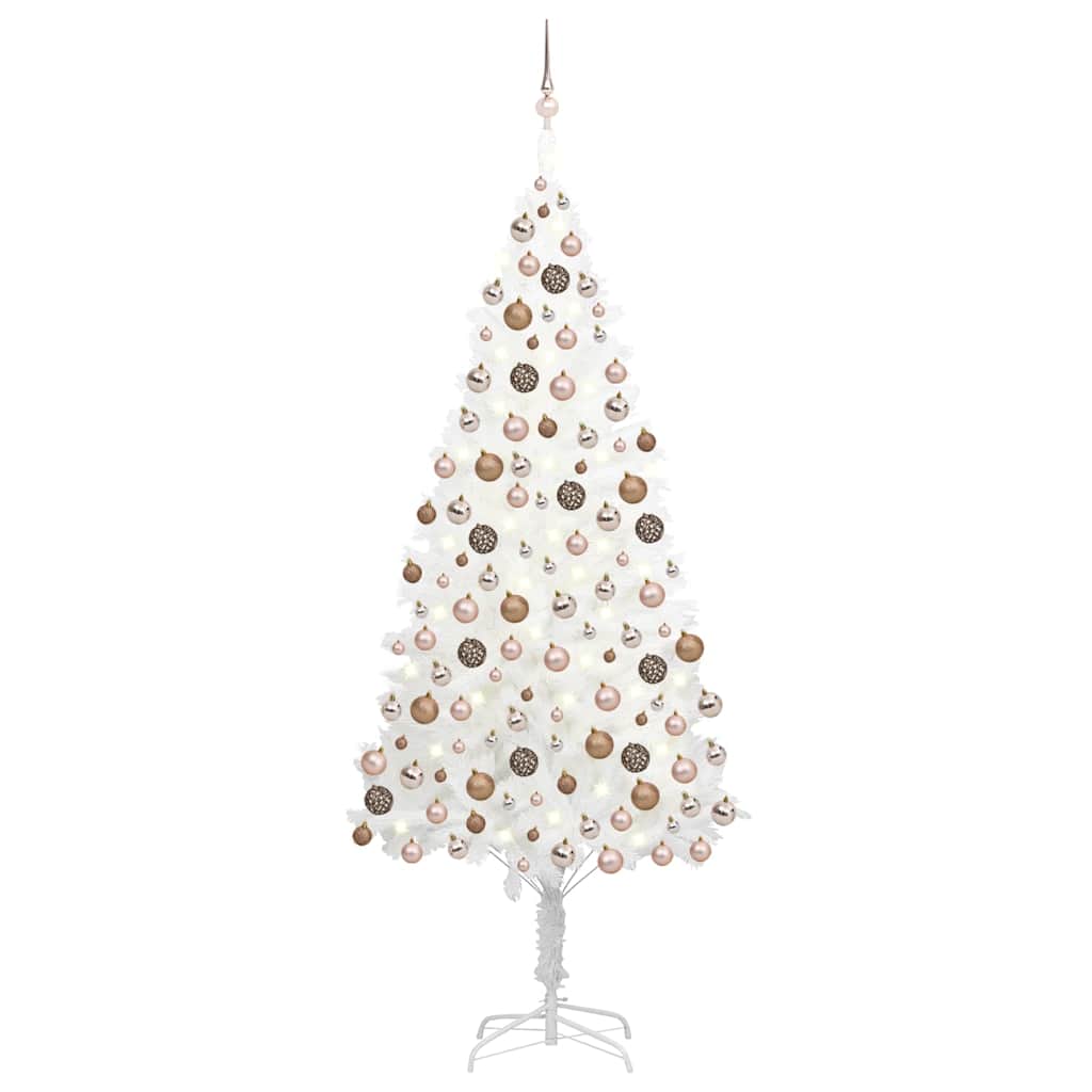 vidaXL Artificial Pre-lit Christmas Tree with Ball Set White 240 cm - 100 x 100 x 240 cm