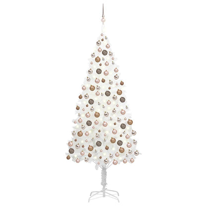 vidaXL Artificial Pre-lit Christmas Tree with Ball Set White 240 cm - 100 x 100 x 240 cm
