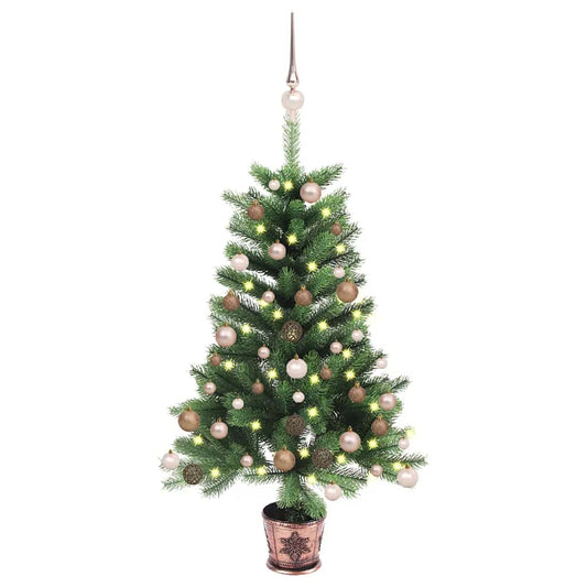 vidaXL Artificial Pre-lit Christmas Tree with Ball Set 90 cm Green - 90 x 51 cm