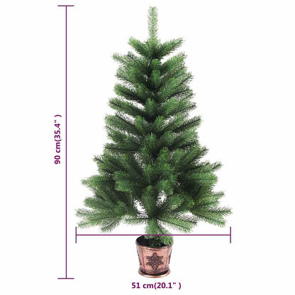 vidaXL Artificial Pre-lit Christmas Tree with Ball Set 90 cm Green - 90 x 51 cm