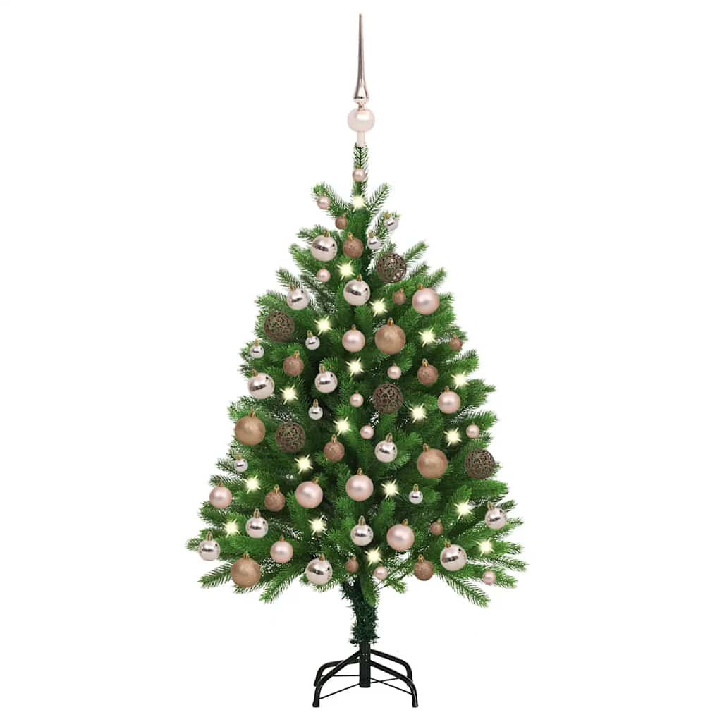 vidaXL Artificial Pre-lit Christmas Tree with Ball Set 120 cm Green - 120 x 75 cm