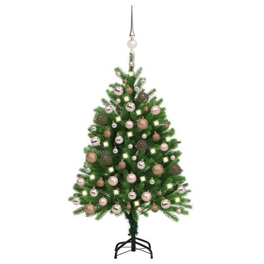 vidaXL Artificial Pre-lit Christmas Tree with Ball Set 120 cm Green - 120 x 75 cm