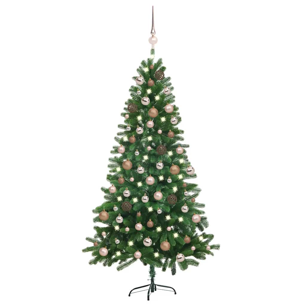 vidaXL Artificial Pre-lit Christmas Tree with Ball Set 150 cm Green - 150 x 75 cm