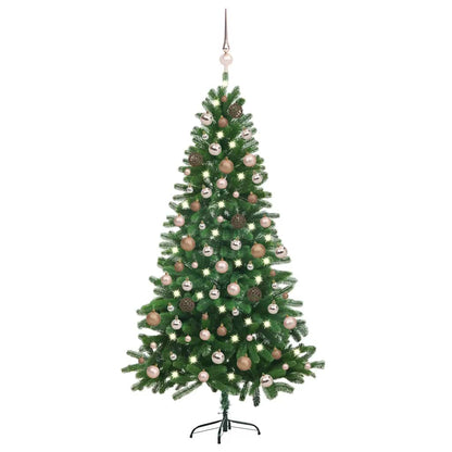 vidaXL Artificial Pre-lit Christmas Tree with Ball Set 150 cm Green - 150 x 75 cm