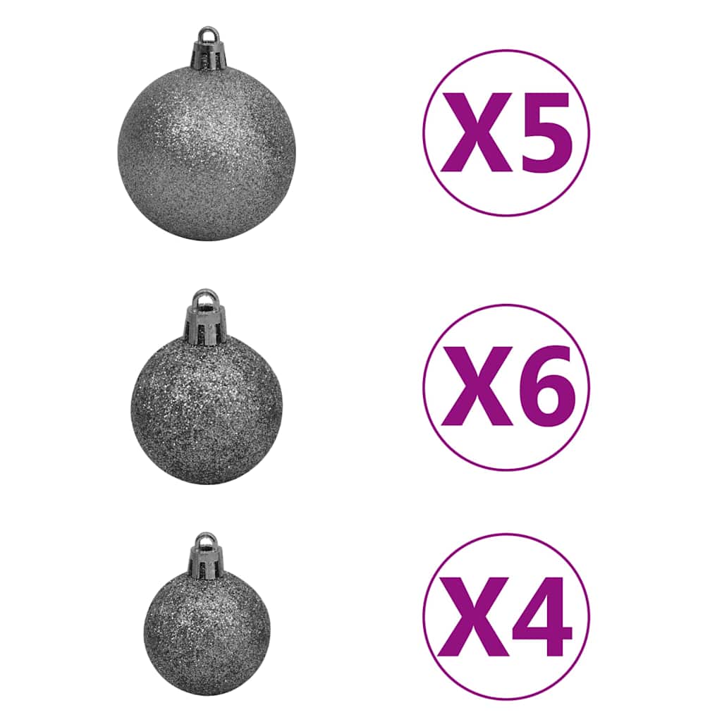 vidaXL Artificial Half Pre-lit Christmas Tree with Ball Set Green 180 cm - Gre - 110 x 55 x 180 cm