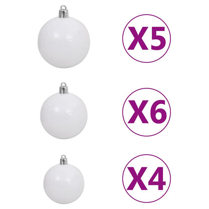 vidaXL Artificial Half Pre-lit Christmas Tree with Ball Set Green 210 cm - Gre - 120 x 60 x 210 cm - 134743