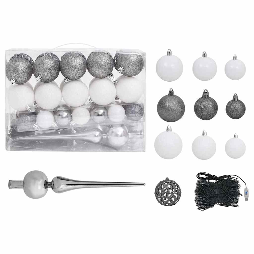 vidaXL Artificial Pre-lit Christmas Tree with Ball Set Black 150 cm PVC - 75 x 75 x 150 cm - 134864