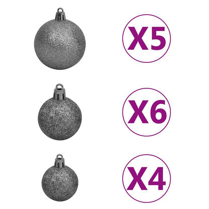 vidaXL Artificial Pre-lit Christmas Tree with Ball Set Black 150 cm PVC - 75 x 75 x 150 cm - 134864