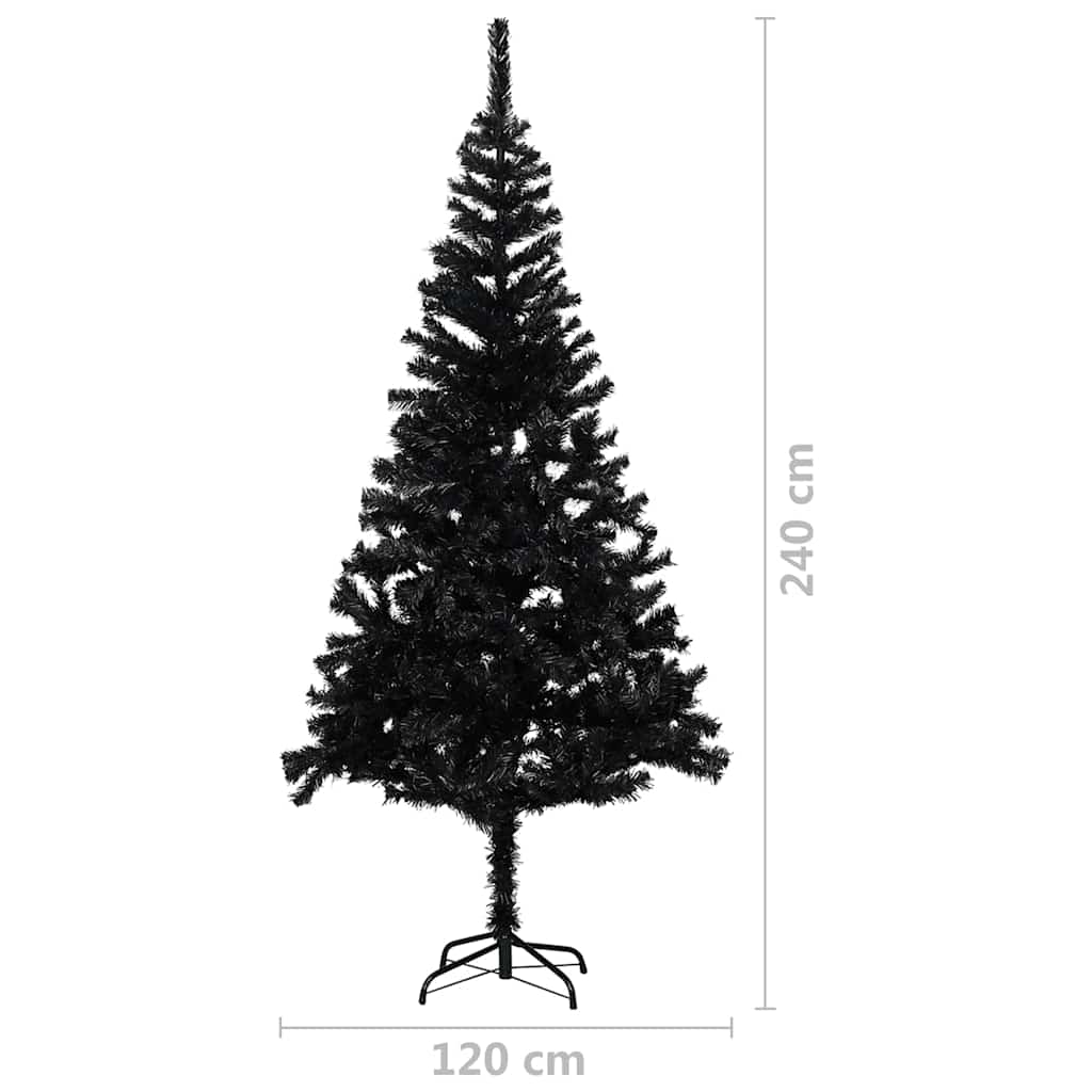 vidaXL Artificial Pre-lit Christmas Tree with Ball Set Black 240cm PVC - 120 x 120 x 240 cm - 134871
