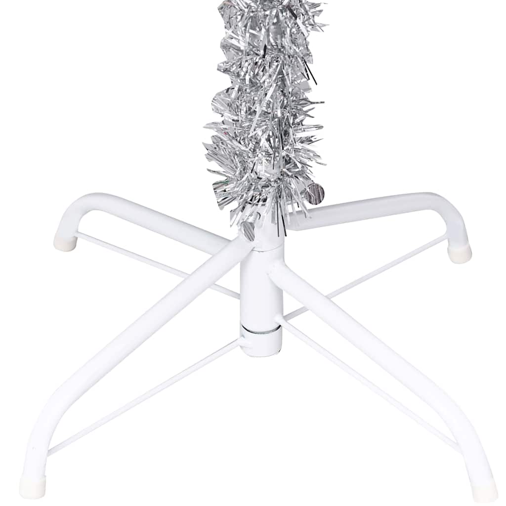 vidaXL Artificial Pre-lit Christmas Tree with Ball Set Silver 210 cm PET - 120 x 120 x 210 cm - 134957