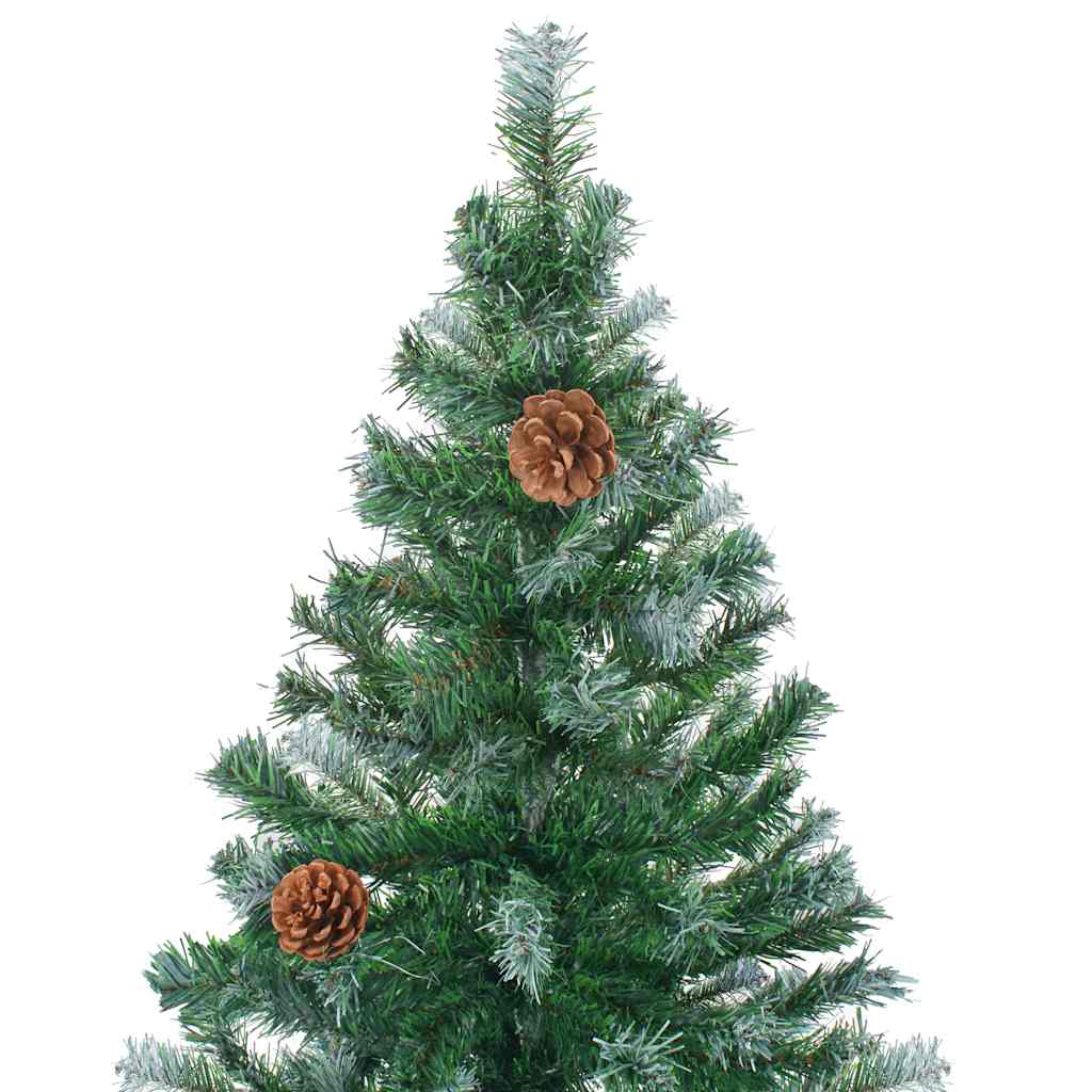 vidaXL Artificial Pre-lit Christmas Tree with Ball Set Pinecones 210 cm - Green - 210 x 105 cm