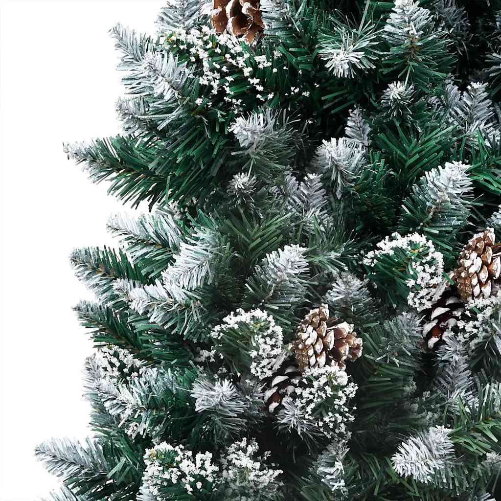 vidaXL Artificial Christmas Tree with LEDs&Ball Set&Pine Cones 210 cm - Green - 210 x 120 cm
