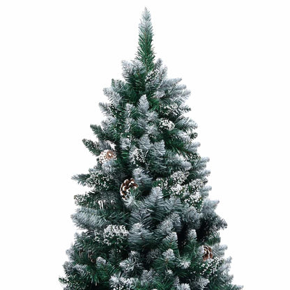 vidaXL Artificial Christmas Tree with LEDs&Ball Set&Pine Cones 210 cm - Green - 210 x 120 cm