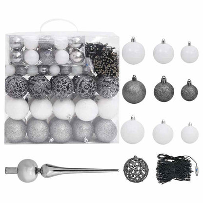 vidaXL Artificial Christmas Tree with LEDs&Ball Set&Pine Cones 210 cm - Green - 210 x 120 cm