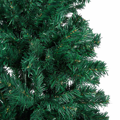 vidaXL Artificial Pre-lit Christmas Tree with Ball Set Green 210 cm PVC - 210 x 110 cm - 35177