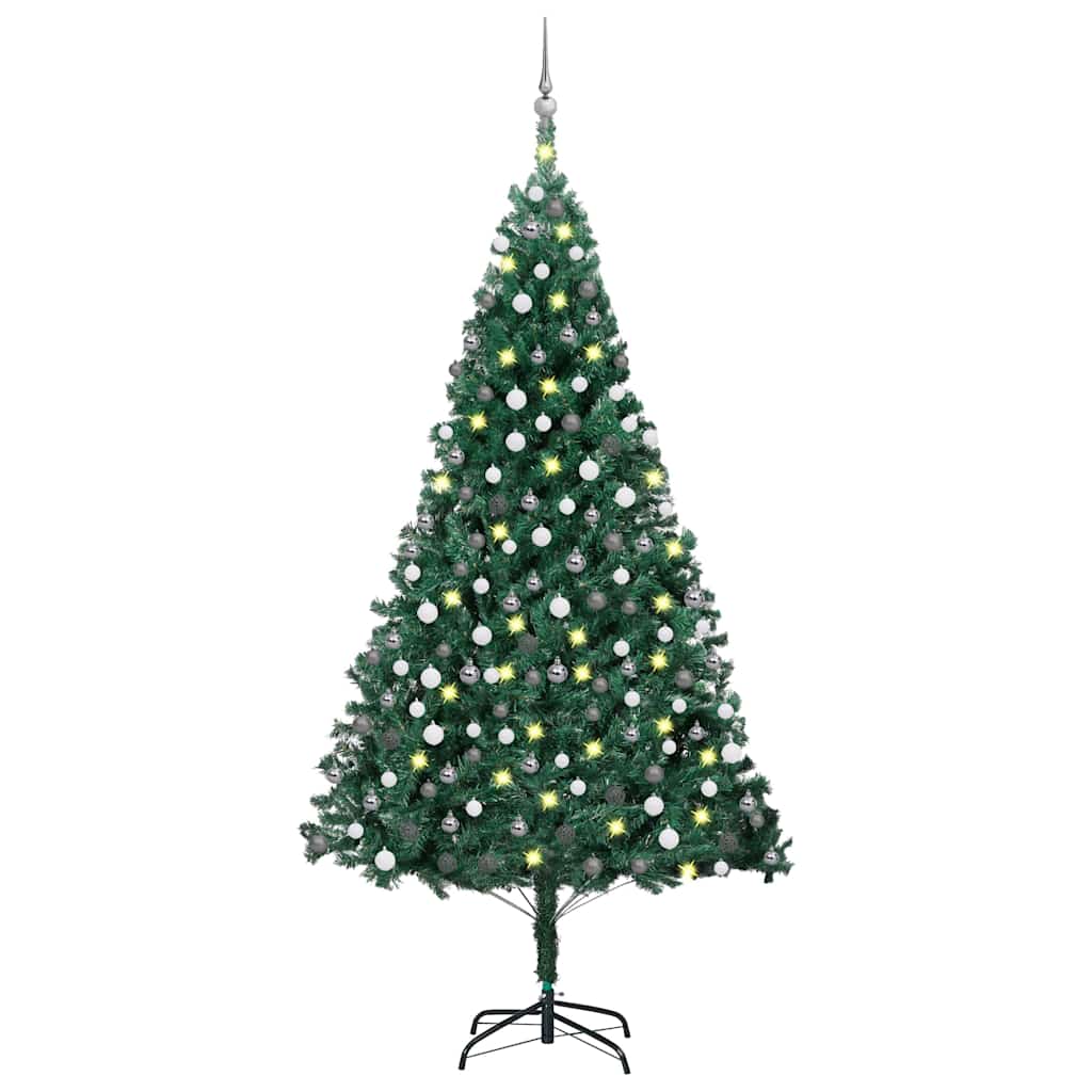 vidaXL Artificial Pre-lit Christmas Tree with Ball Set Green 240 cm - 240 x 125 cm - 35188