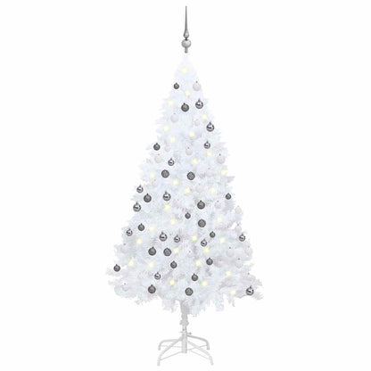 vidaXL Artificial Pre-lit Christmas Tree with Ball Set White 150 cm PVC - 80 x 80 x 150 cm - 135059