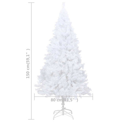 vidaXL Artificial Pre-lit Christmas Tree with Ball Set White 150 cm PVC - 80 x 80 x 150 cm - 135059