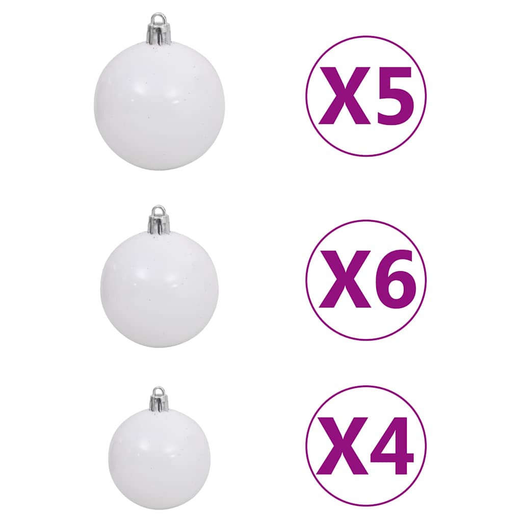 vidaXL Artificial Pre-lit Christmas Tree with Ball Set White 150 cm PVC - 80 x 80 x 150 cm - 135059