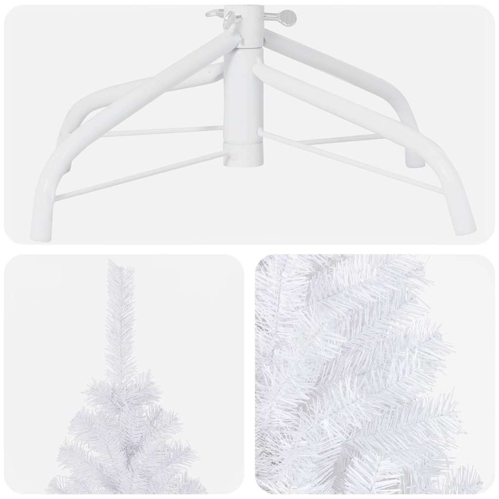 vidaXL Artificial Pre-lit Christmas Tree with Ball Set White 180 cm PVC - 180 x 95 cm